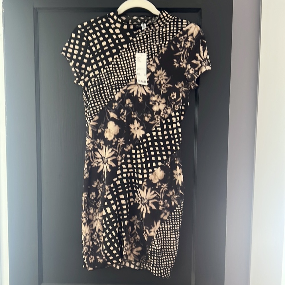 black patterned body con dress